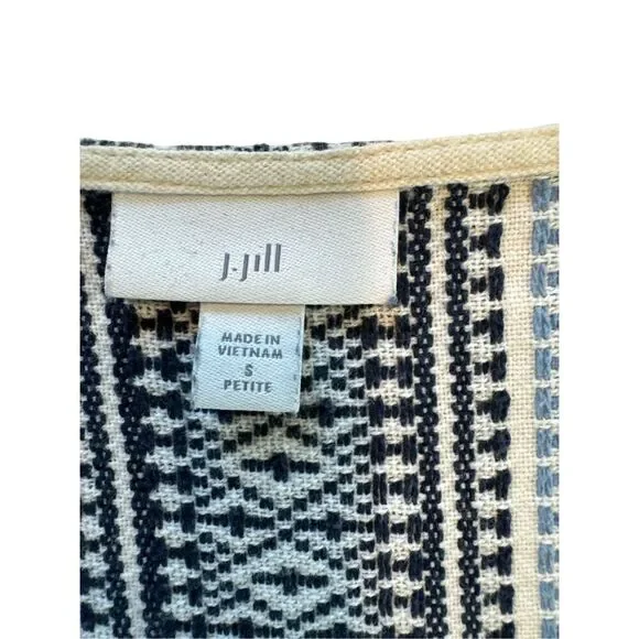 J.Jill Women's Striped Boho Sleeveless Tiered Summer Maxi Dress White Blue SP - Picture 8 of 8